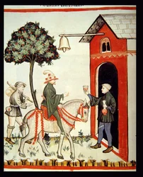 Nova 2644 fol.87v Le Verre de vin rouge, du Tacuinum Sanitatis Codex Vindobonensis